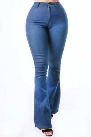 Coral High Waist Flared Denim Pant